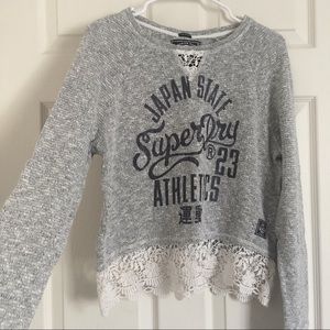 SuperDRY grey knitted sweater with lace bottom